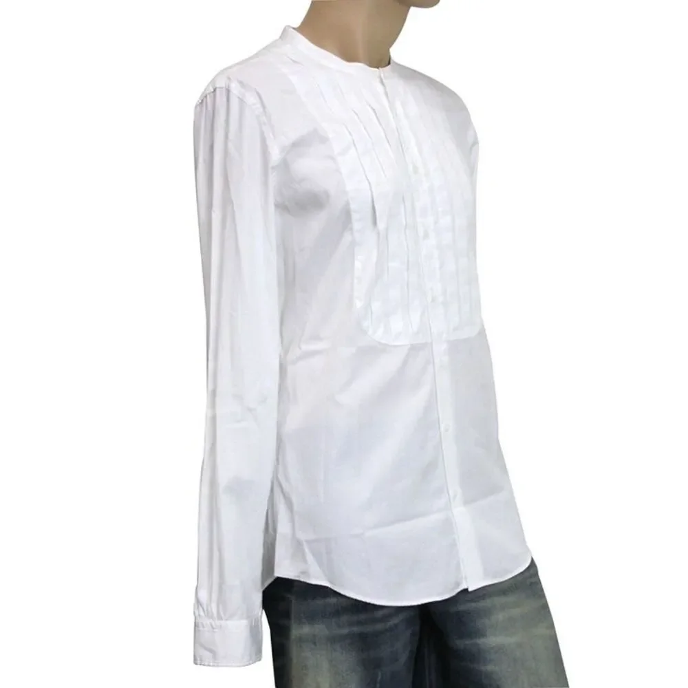 Gucci Men's White Cotton Banded Skinny Shirt